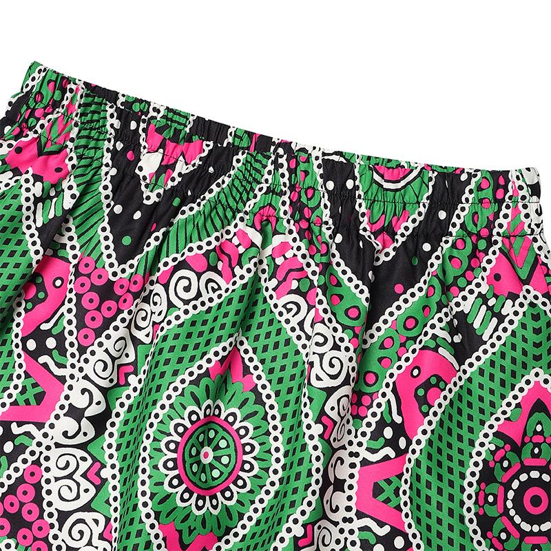 2PCS Women Oversized Lace Batwing Sleeve Long Tops and Skirts Floral Print Sets Two Picecs