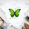 Unisexs Colorful Butterfly Petal Print Tshirt Short Sleeve Round Neck Cute Graphic Tee Shirts Female Tops Clothes