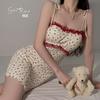Women's Floral Lace Comfy Padded Cami Sleep Dress Lounge Set
