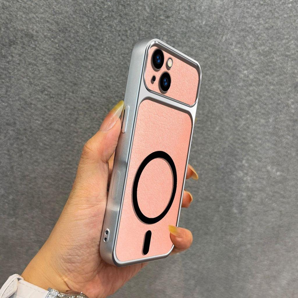 Metallic Finish Magnetic TPU Phone Case for iPhone 15 Plus,14,13 Shockproof Matte Soft Cover