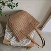 Zipper Beach Bag Square Raffia Shoulder Bag Fashion Weave Straw Tote Bag  Girls