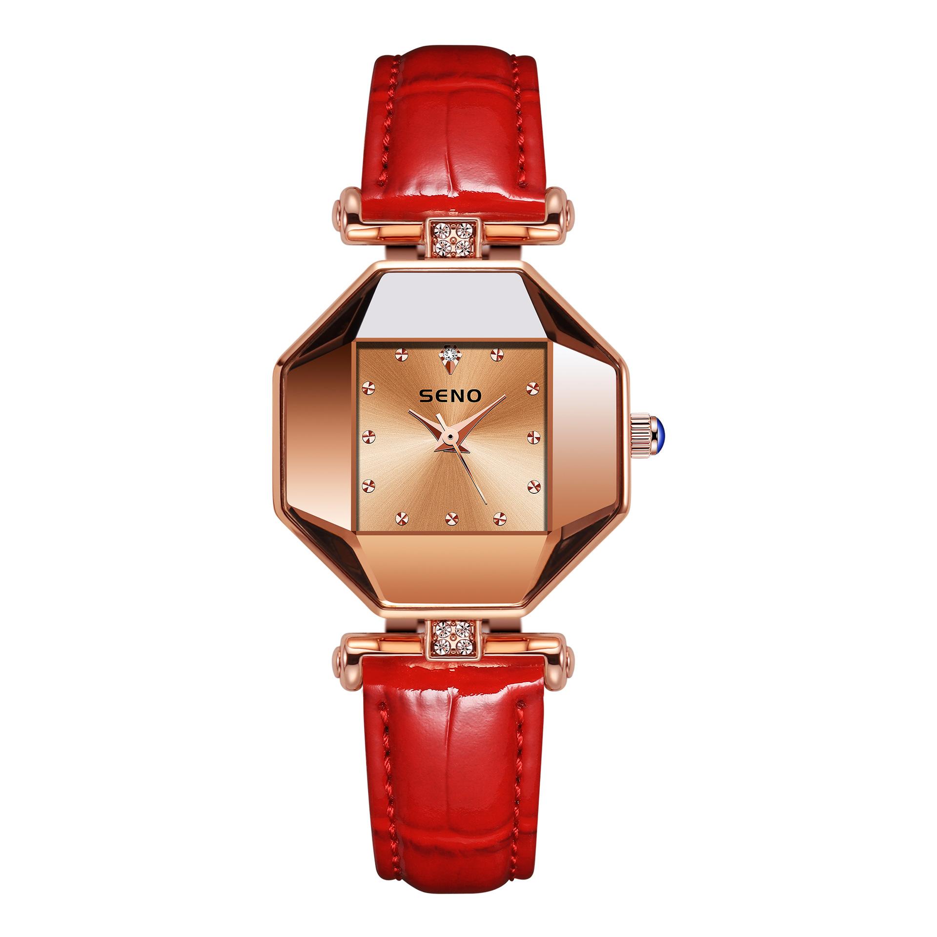 

SENO Женские часы Женские модные простые водонепроницаемые кожаные кварцевые часы