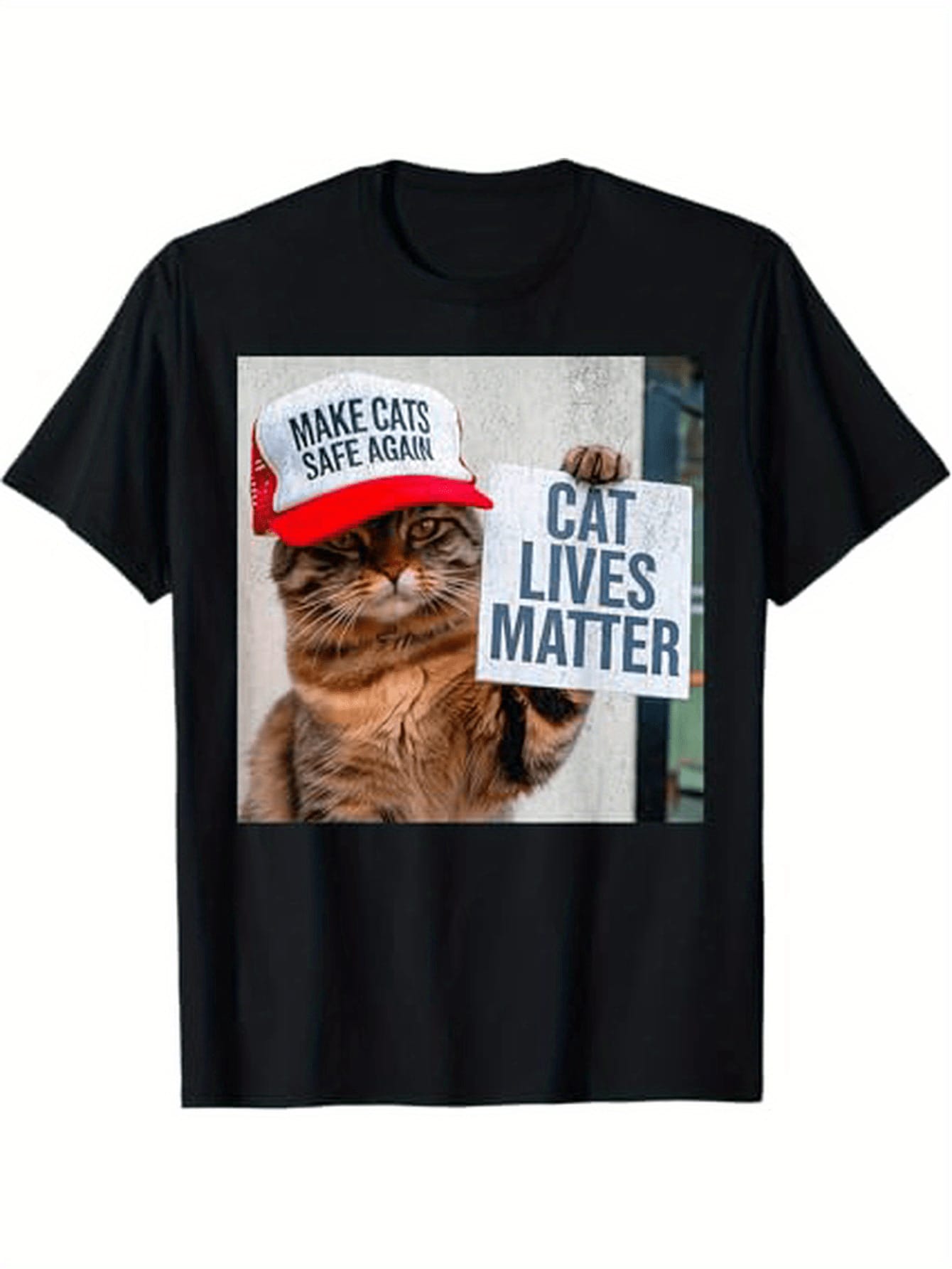 Графическая футболка  Жизни Кошек Важны  1 шт. С принтом  Жизни Кошек Важны  100% Хлопок Круглый Вырез Свободный Крой Футболка Всесезонная Трикотажная Ткань S
