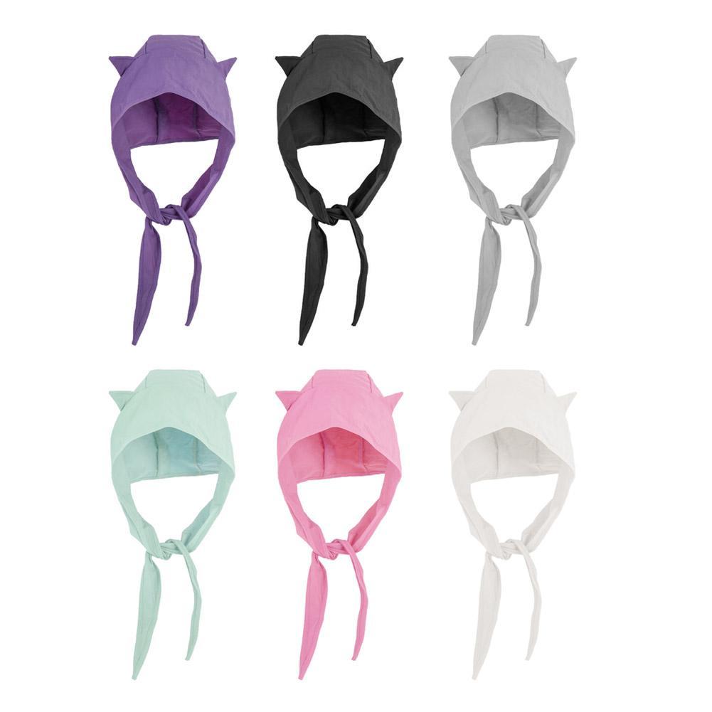 Cute Little Devil Ears Straps Headscarf Hats For Women Spring Casual Versatile Thin Cap and Qui L7Y0