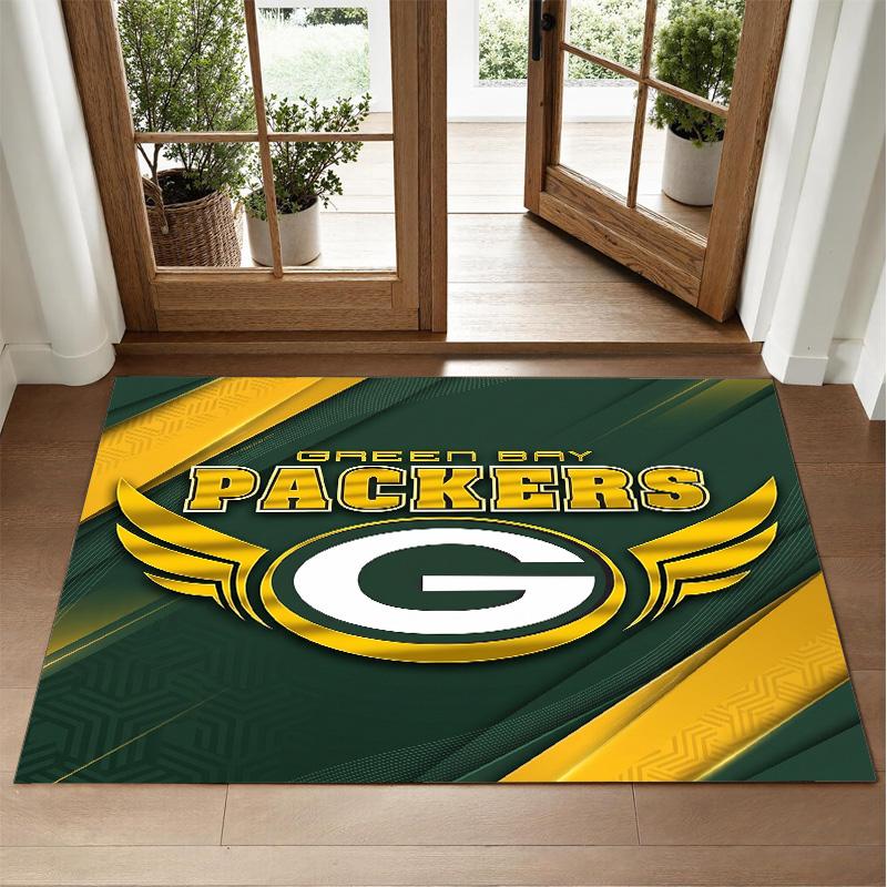 Green Bay Packers Design Crystal Velvet Rug Soft Decorative Mat for Bedroom Entrance