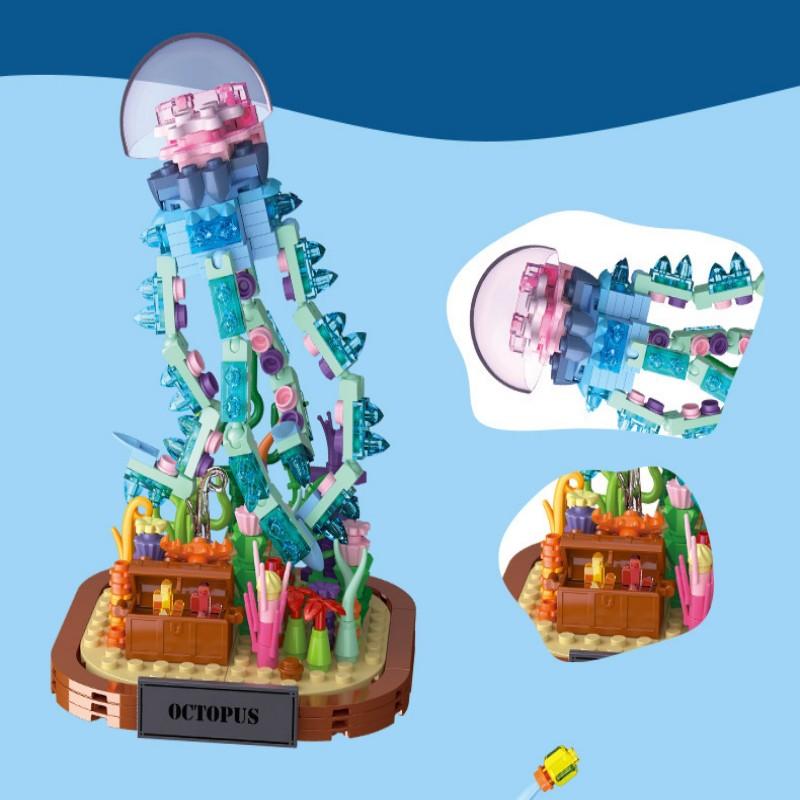 New Product Simulation Animal Series Creative Children'S Toys Bottled Building Blocks Octopus Seahorse Educational Gift Model