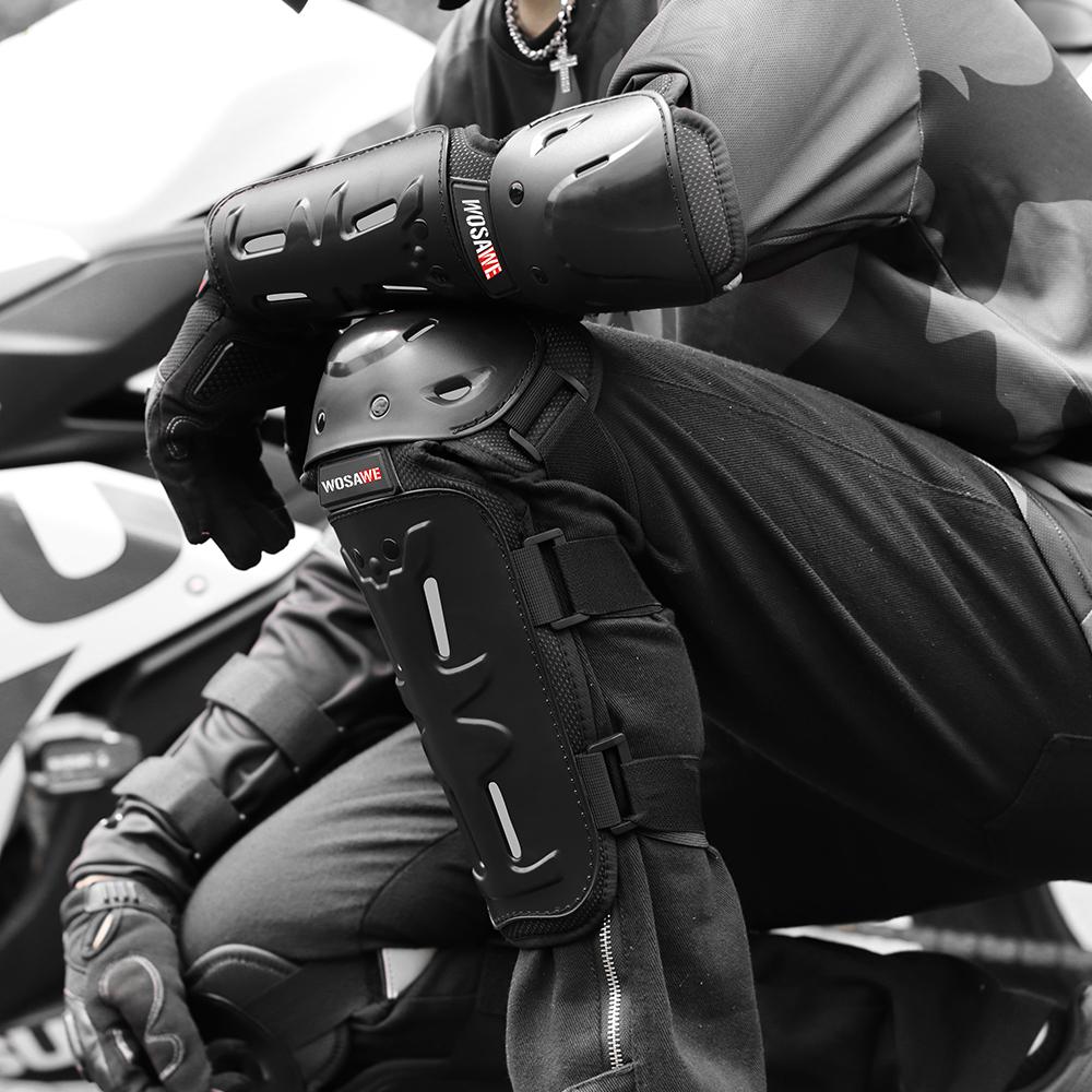 WOSAWE Motocross Racing Schutzausrüstung Set Hartschale Antikollisions-Knieschützer und Ellenbogenschützer Motorrad-Rüstungsweste