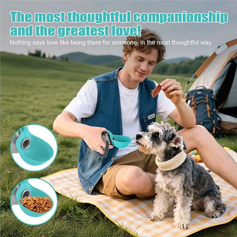 2-in-1 Dog Water Bottle Stainless Steel Pets Drinking Bottle with Foldable Bowls Leakproof Water Dispenser for Travel Walking