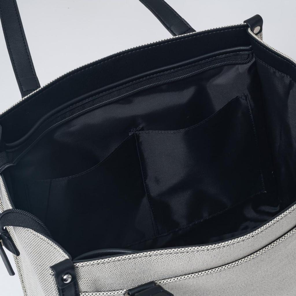 JILL STUART Women's Tote Bag with Panel, Brand Logo, Daily Casual, White x Black, JSLH5AH1