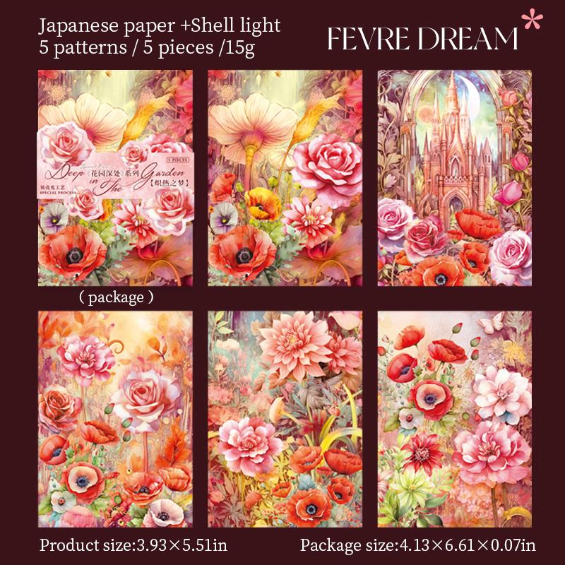 5 Pcs INS Bronzing Flowers Plant Background Stickers Decorative Diary Album Scrapbooking Material