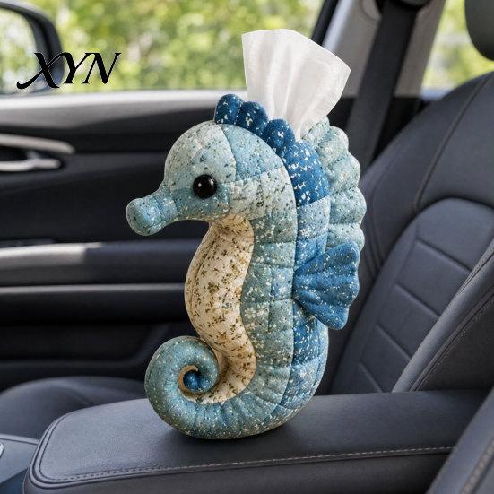Clownfish Tissue Box DIY Box, Top Opening Soft Fabric Cover, Marine Animal Theme Suede Texture Dispenser, Multipurpose Patchwork Designs Sewing