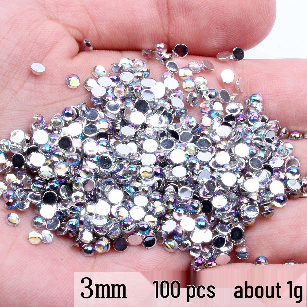 DIY Mobile Phone Jewelry: Glossy AB White Round Flat-Bottom Accessories