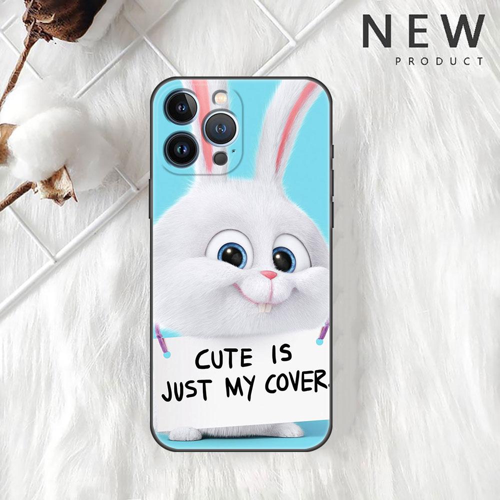 Cute Rabbit Case For Apple iPhone 11 13 14 12 Pro Max 7 8 XR X 6 5 5S SE 2022 13ProMax Black Silicone Phone Funda
