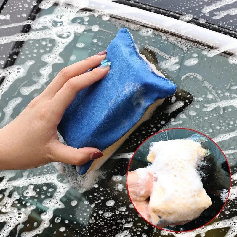 Car Glass Defogging Cleaning Sponge Microfiber Anti- Scratch Safe Sponge Block for Windows Mirrors Interior Detailing Sponge Pad
