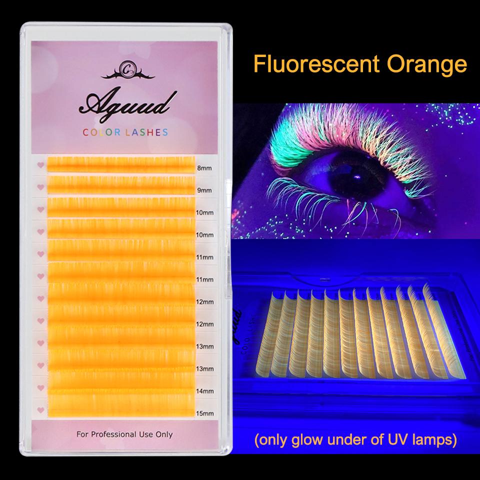 AGUUD UV Colored Eyelash Extension Individual Lash Faux Mink Classic Red Green Brown Blue Purple Pink Lash Colorful Makeup Lash
