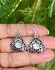 925 Sterling Silver Oxidized Danglers Earrings with Mother of Pearl, Long Linear Earring, Cutwork FREE SHIP, 4.46 Gm