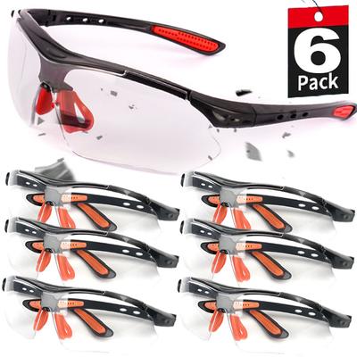 1/6 piezas de gafas de seguridad para ciclismo, para mujeres y hombres, para trabajar, transparentes, antisalpicaduras, antipolvo y antiarena