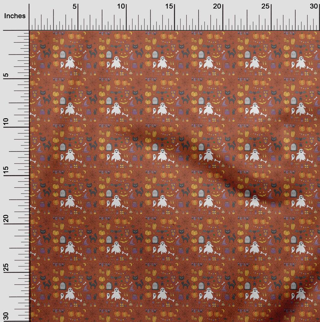 oneOone Cotton Flex Black Fabric Halloween Dress Material Fabric Print Fabric By The Yard 40 Inch