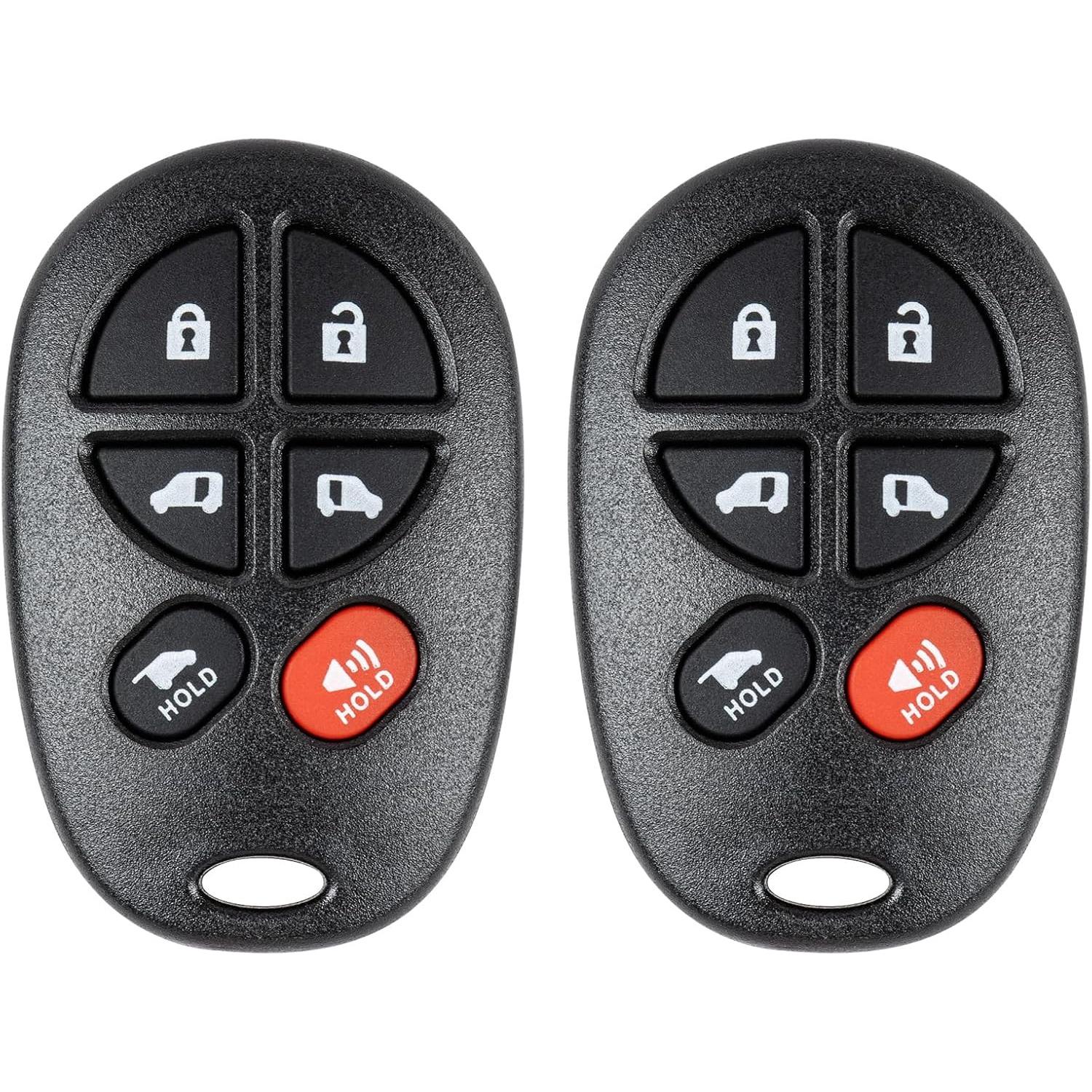 Key Fob Replacement for 2004-2018 Toyota Sienna Car Keyless Entry Remote Control, GQ43VT20T, 6 Buttons, 2Pcs 2PCS