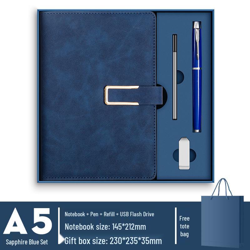 Conjunto de Cadernos A5 de Luxo: Caixa de Presente Diário de Negócios Personalizável com Opção de Impressão de Logotipo