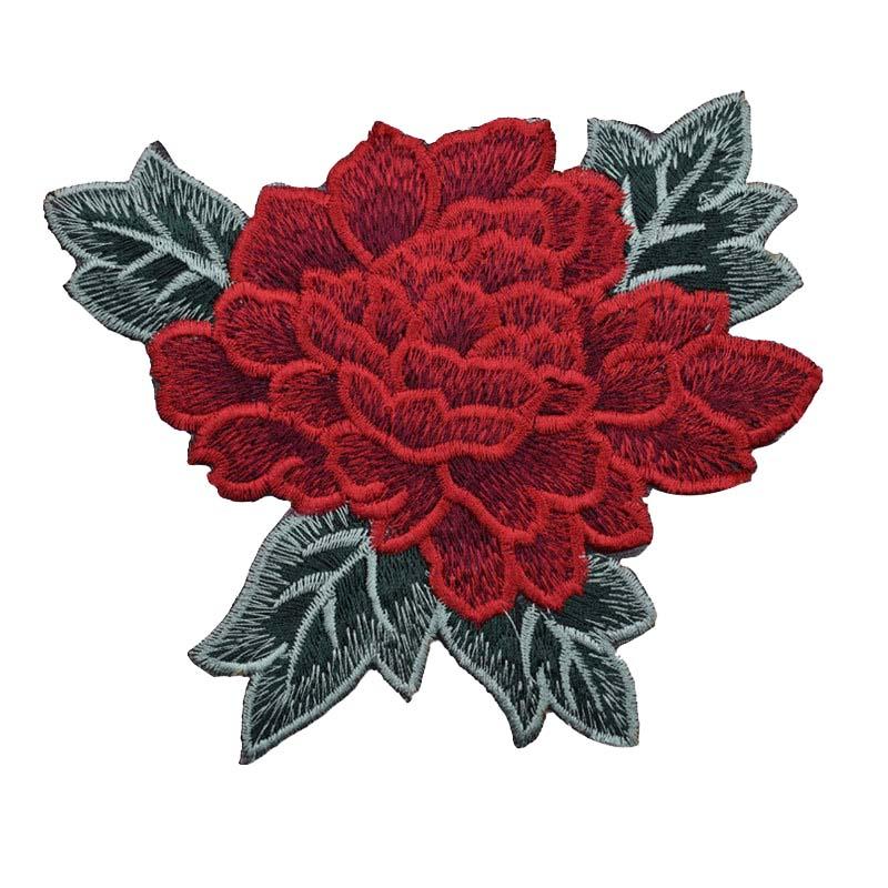 Fashion Show Costume Decorative Peony Patch Flower Motif Embroidery Diy Bag Hat Textile Iron-on Badge Sticker Accessories Patch