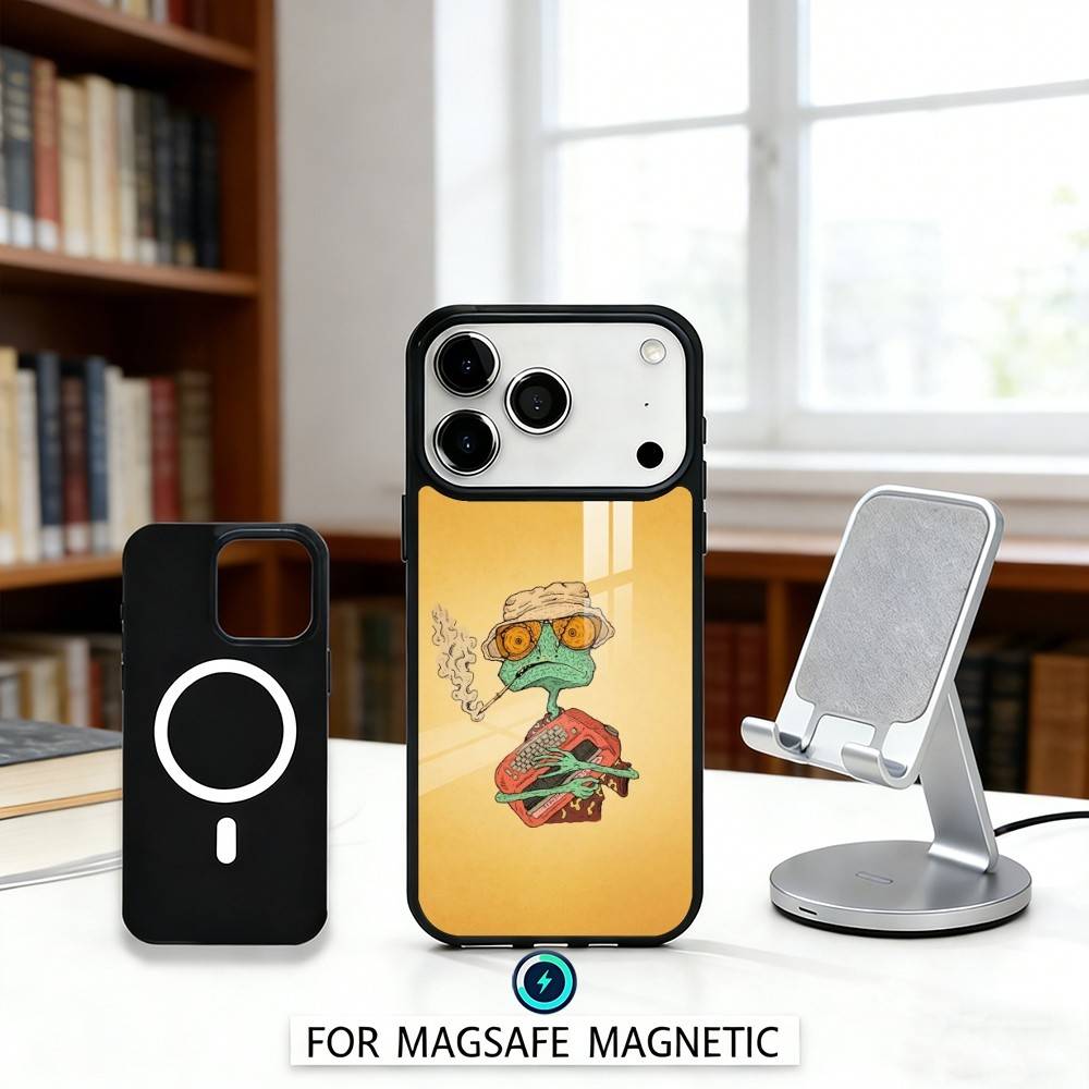 1pc Cowboy Hat Lizard Desert Cartoon Phone Case Magnetic For iPhone17 16 15 14 13 12 Pro Max For Magsafe Wireless Charging Cover