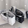 Printed Pencil Storage Bag Striped Zipper Stationery Pouch Trendy Star Pencil Case  Back To School