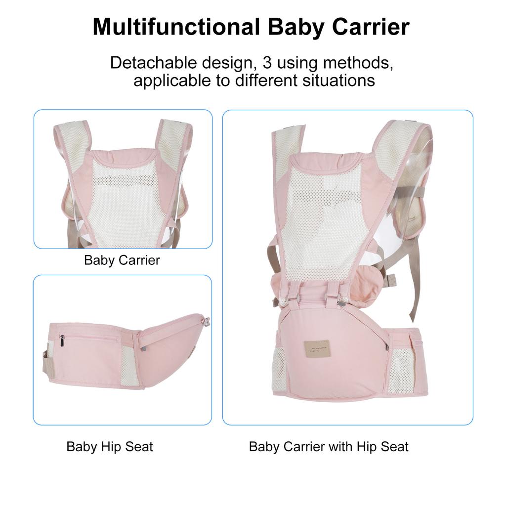 All-Position Baby Carrier with Hip Seat Lumbar Support, Angled Waist Stool, Soft and Breathable,