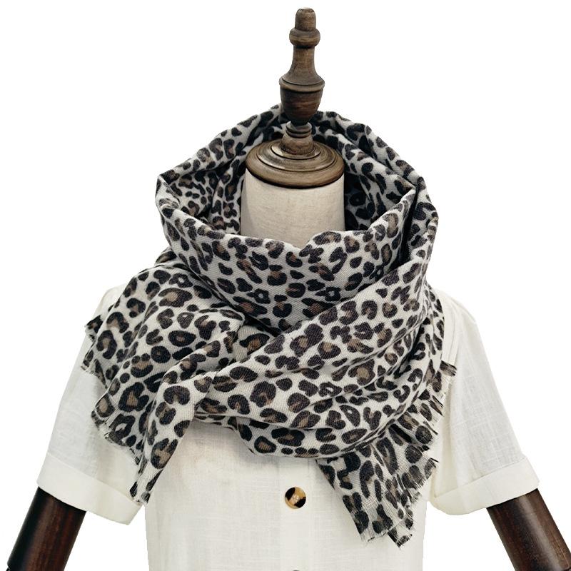 New Autumn and Winter Fashion Imitation Cashmere Scarf for Women, Classic Leopard Print Long Thickened Warm Shawl