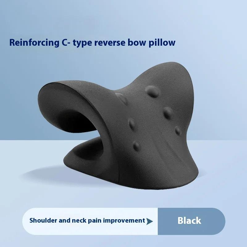 Cervical Massage Pillow Ushaped Relaxer Cervical Massage Traction Device Massage Pillow Used to Relieve Pain Cervical Alignment чёрный