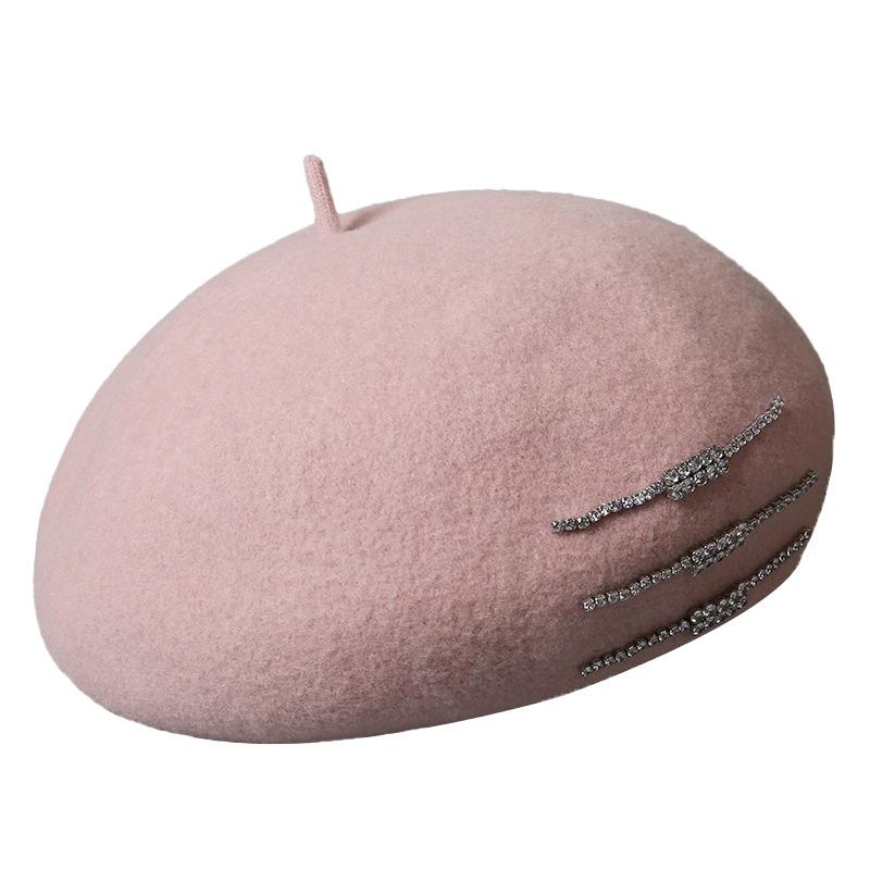 Niche metal buckle design retro wool beret children autumn and winter versatile elegant painter hat shows small face