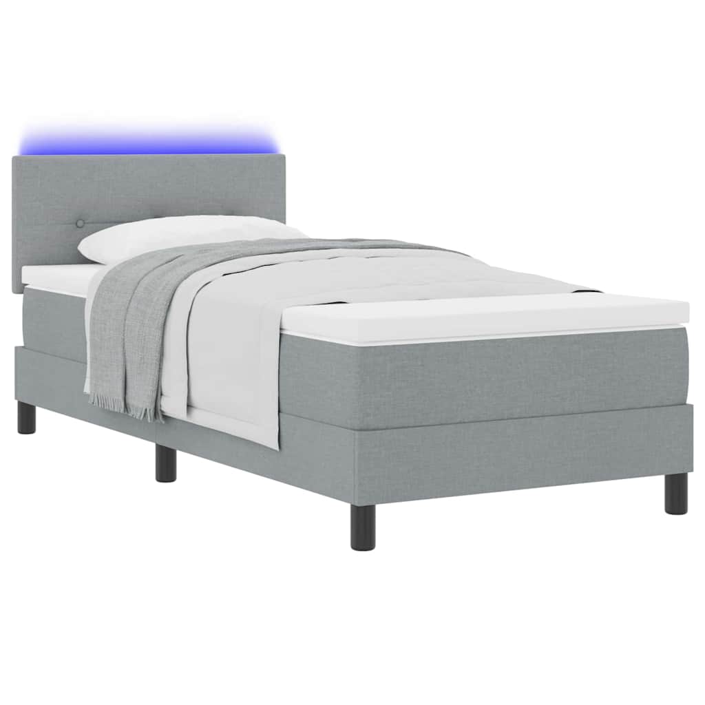 Boxspring Bed with LED Light Strips Light Gray 80 x 200 cm Fabric