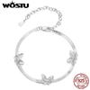 WOSTU 925 Sterling Silver Hollow Butterfly Bracelets for Women Korean European Style Flat Snake Chain Bangle Chain Links Gift