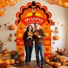 Thanksgiving Turkey Party Porch Banner Fall Pumpkin Maple Leaf Turkey Door Banner Arch Thanksgiving Decorations Archway Porch Sign Photo Backdrop