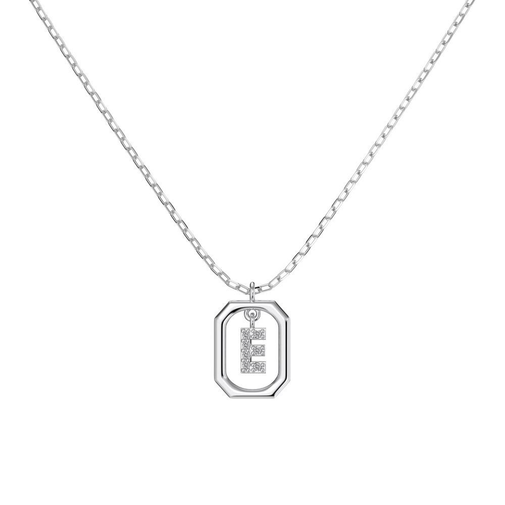 925 Silver Alphabet Pendant Necklace with Zircon Detailing - Women's Elegant & Unique Design