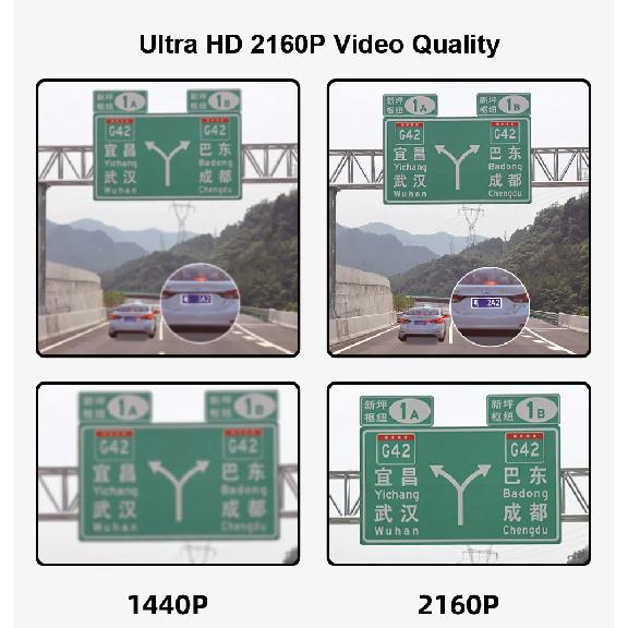 Yangood 4K Dashcam Mini Car DVR Support GPS Speed Display APP/WIFI real-time Control Night Vision2.5K Rear View Camera Black Box
