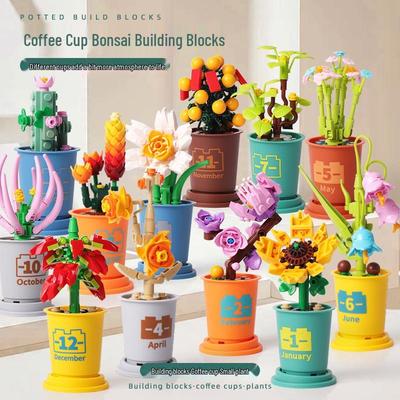 Diku Children's Coffee Cup Plant Building Blocks - Fun, Educational Toys & Ornaments