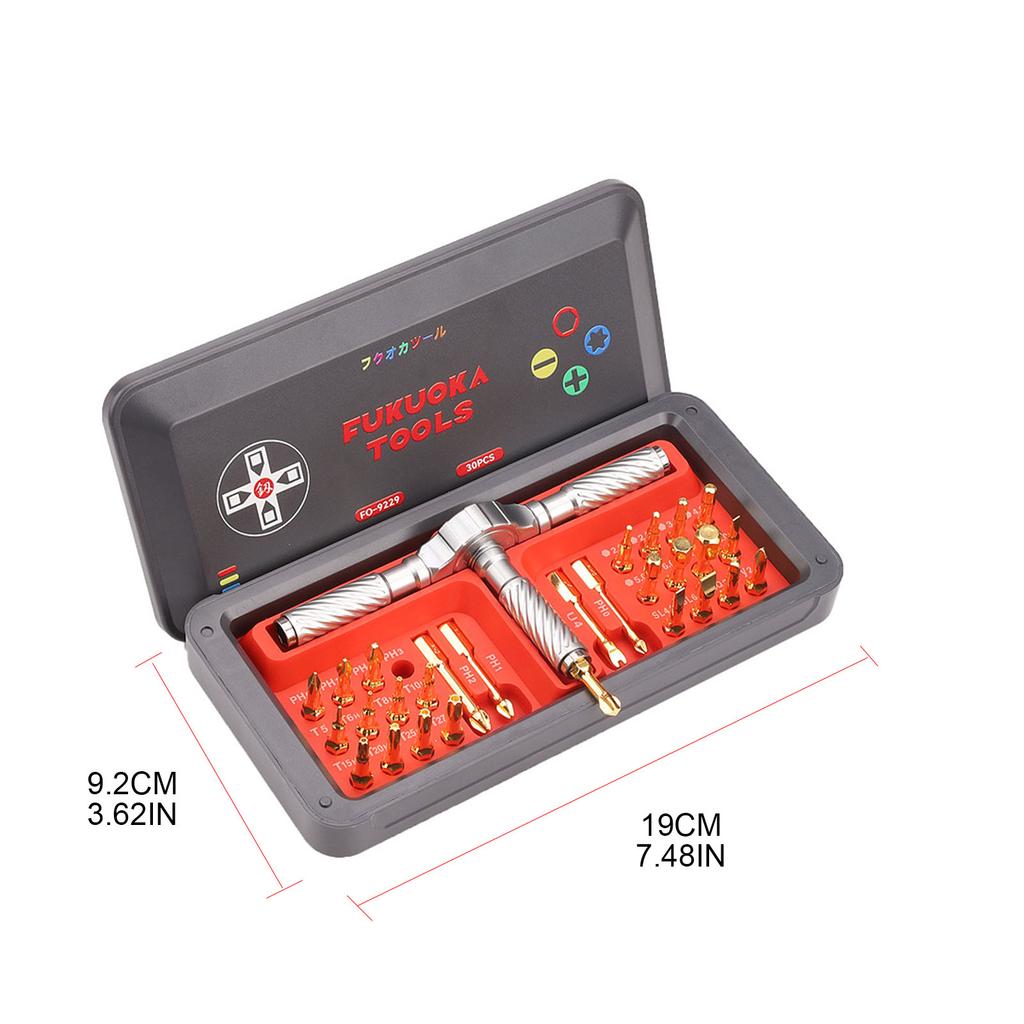 30 In 1 Ratchet Screwdrive Magnetic Screwdriver Bit Set, with Detachable Handle for Eyeglass Watch Computer Electronics