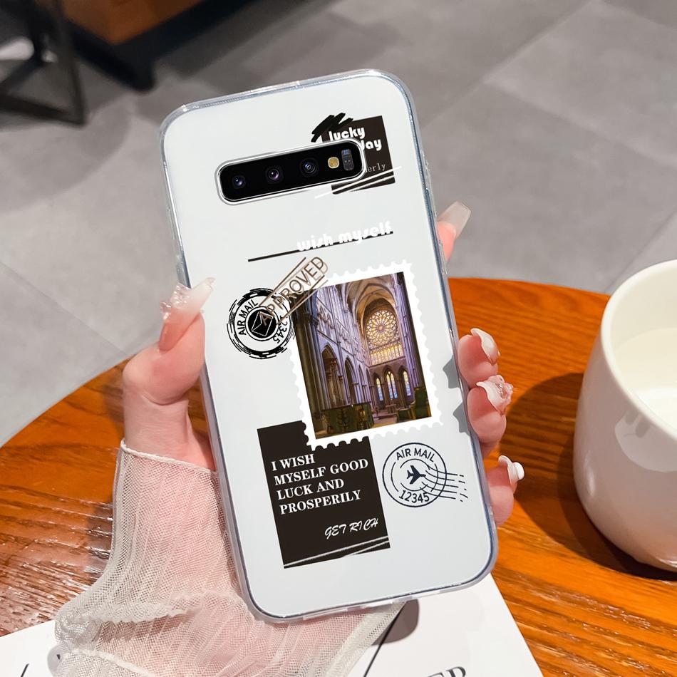 For Samsung S10 Lite Plus S10E Phone Case Creative Stamp Soft Clear Silicone Anti Drop Back Cover For Samsung Galaxy S 10 E Mask