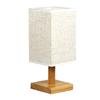 Square Wooden Bedside Lamp with USB & Remote