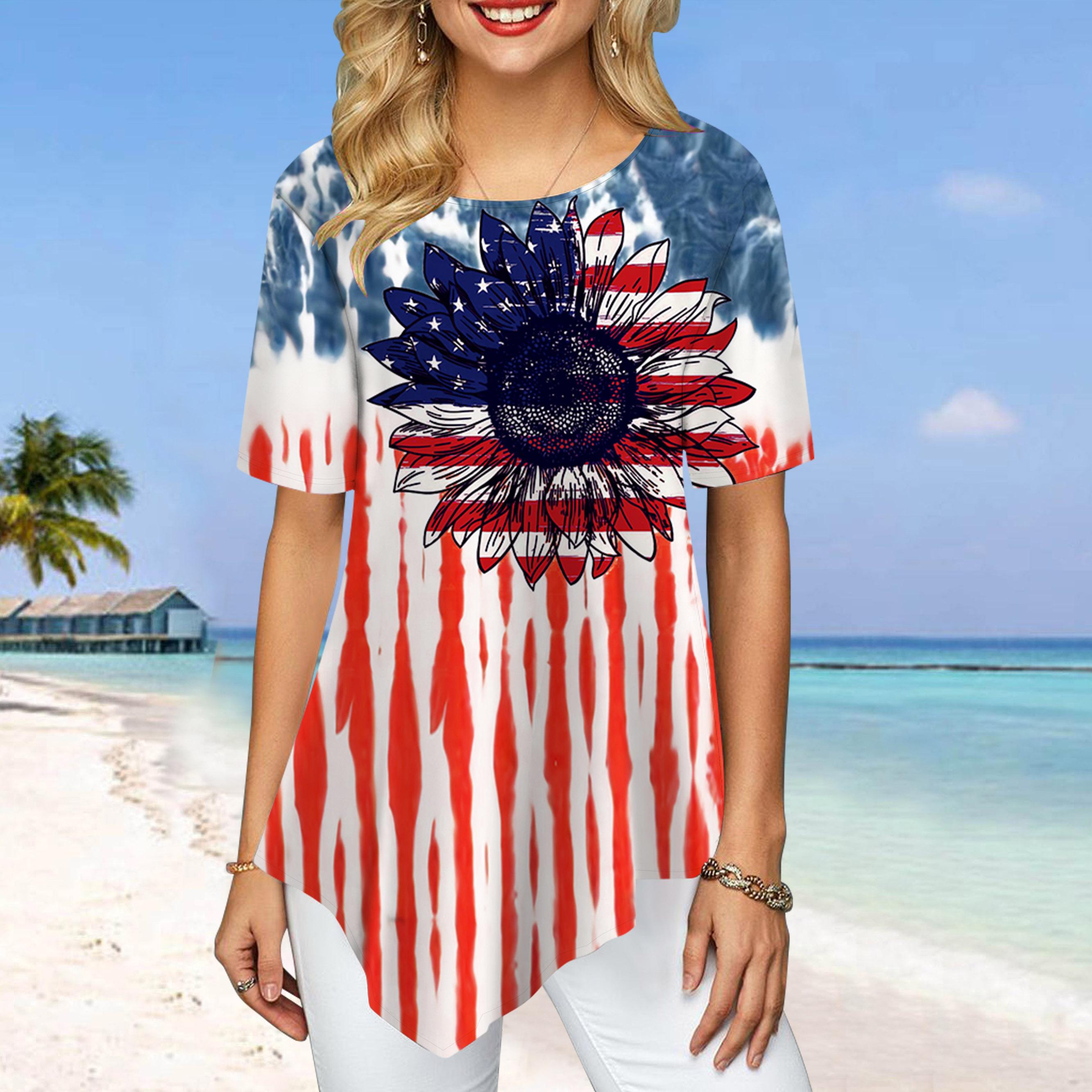 

Женские футболки больших размеров с принтом подсолнуха, свободные повседневные топы, женская нерегулярная летняя одежда 8XL красный