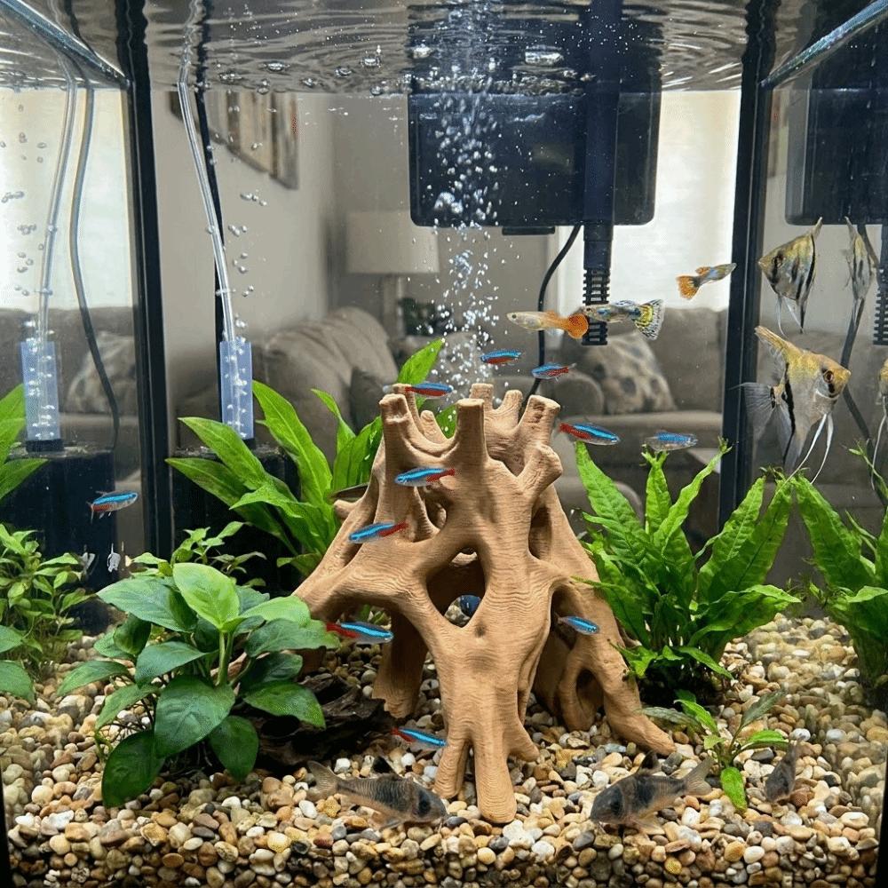 3D Printed Aquarium Fish Shelter Plastic Tree Root Caves Fish Resting Place  Terrarium Decor