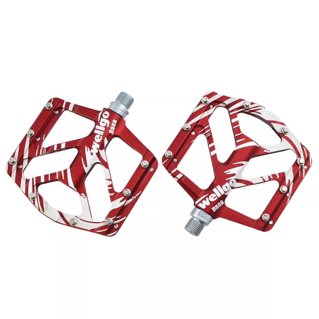 Wellgo B252 Flat Pedals Low Profile Design, Red,WE3094