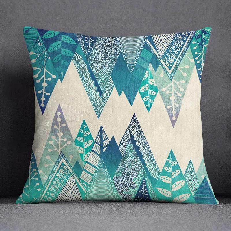 Dark Green Flower and Animal Pattern Home Decoration Pillowcase Square Pillowcase Home Office Decoration Cushion Cover
