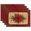Vintage Poinsettia Holly Printed Placemats Table Decor Kitchen Dining Room Xmas Banquet Winter Family Festive Meals Home Decor