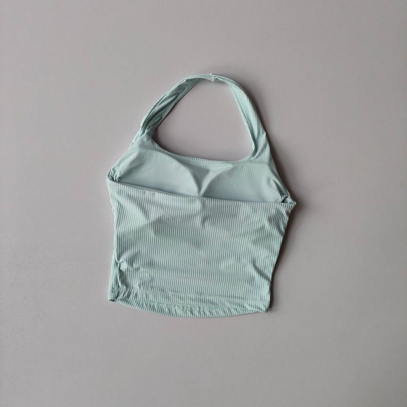 

New Arrival Sports Intimates Women s Bubble Wrap Running Sports Rib Fitness Halterneck Backless Bra Yoga Vest Tops BABY Blue S(80-98)