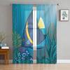 Carp Animal Fish Geometric Tulle Curtains For Living Room Sheer Curtain Bedroom Voile Decorative Window Treatments