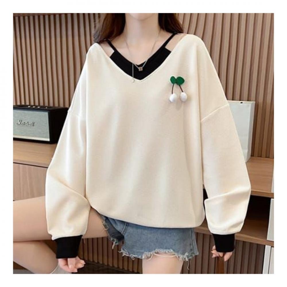 NaVaVa Women 2 In 1 Cherry V Neck Long sleeVe Sweatshirt Nt1326