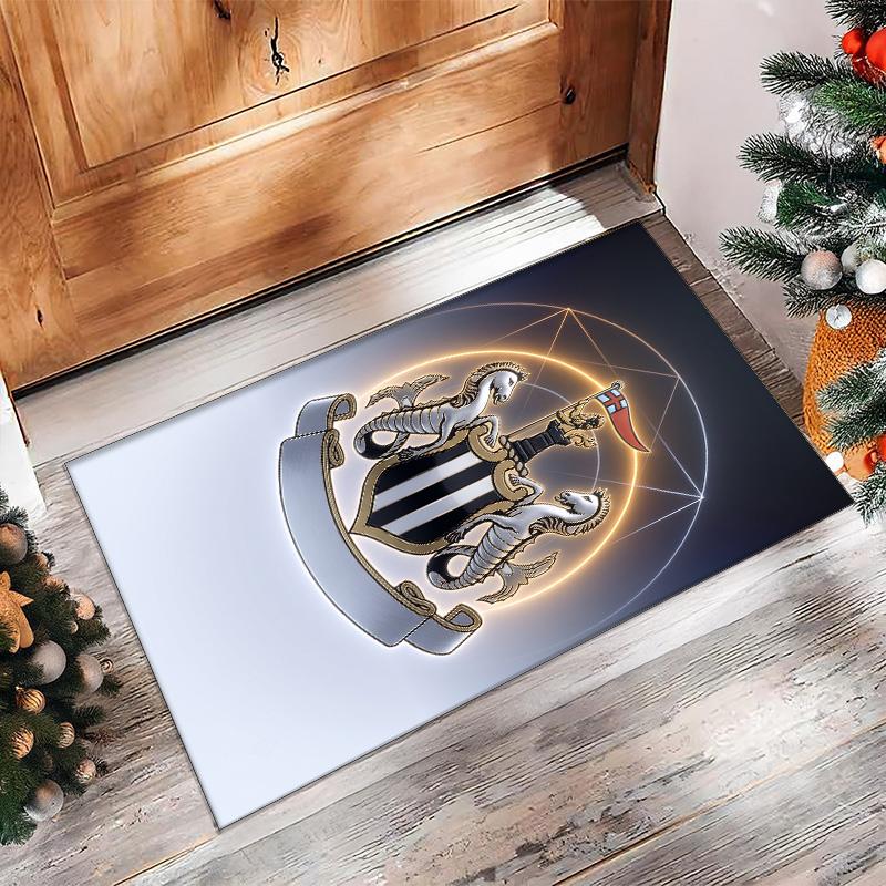 Tappeto in Velluto di Cristallo con Stampa di Calcio del Newcastle United, Comodo Assorbente d'Acqua Antiscivolo Tappeto per Pavimento Interno