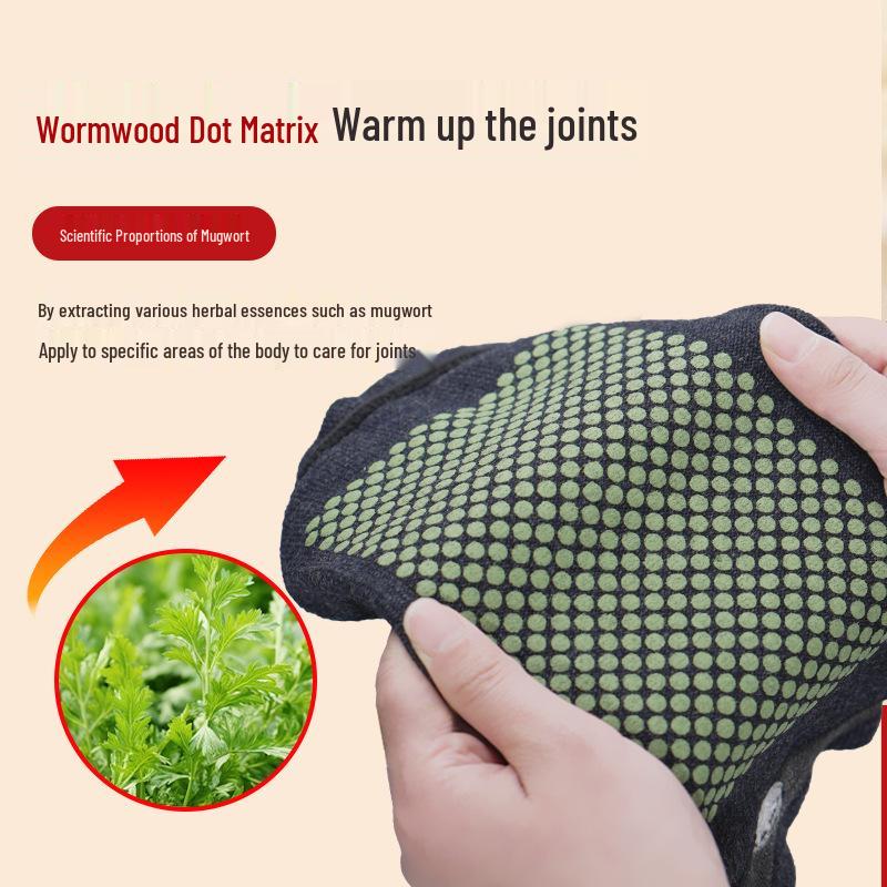 Větruodolné vlněné fleecové chrániče kolen na zimu - Hřejivé, protiskluzové, chladuvzdorné, podpora kloubů s pelyňkem a kašmírem